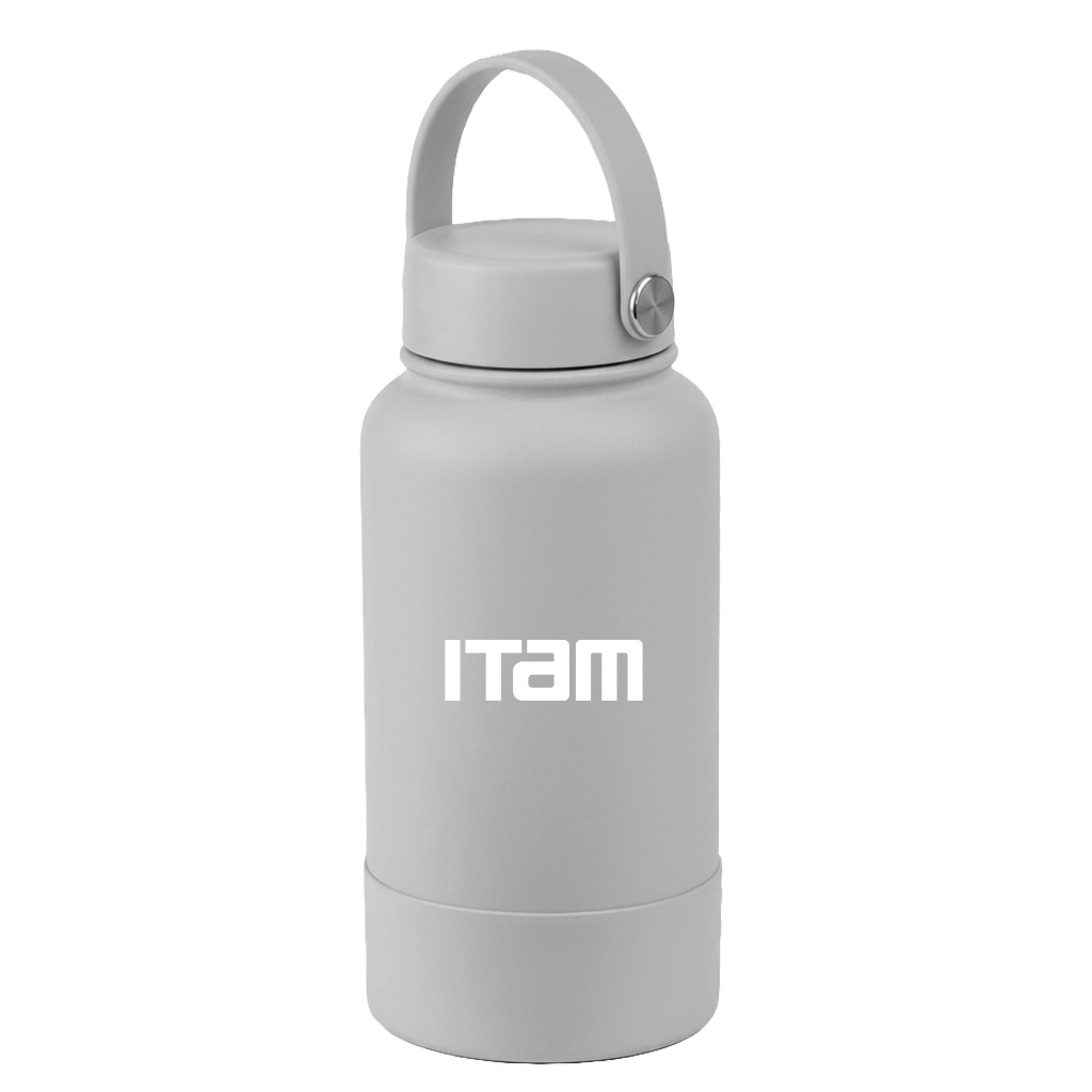Termo de acero inoxidable con base de silicon gris