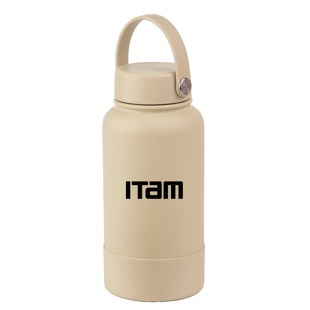Termo de acero inoxidable con base de silicon beige